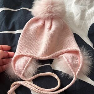 Catya Pink Furry Pom-Pom Kids Hat size 5 - ideal for 2-4 years old